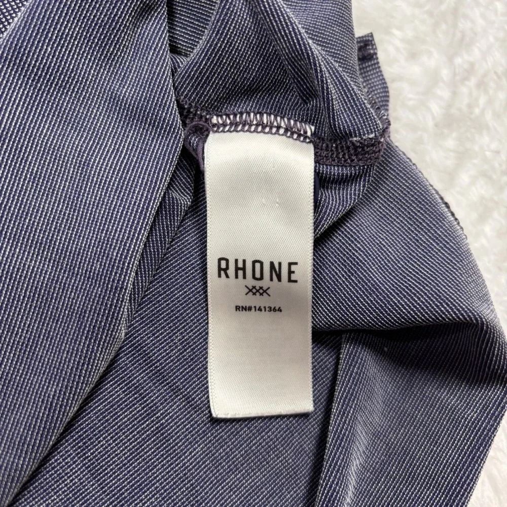 Rhone Delta Pique Polo Golf Shirt XL Navy Purple‎ Geometric Stripe Performance